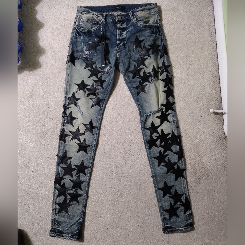 Amiri 'Chemist' Black Star Distressed Jeans